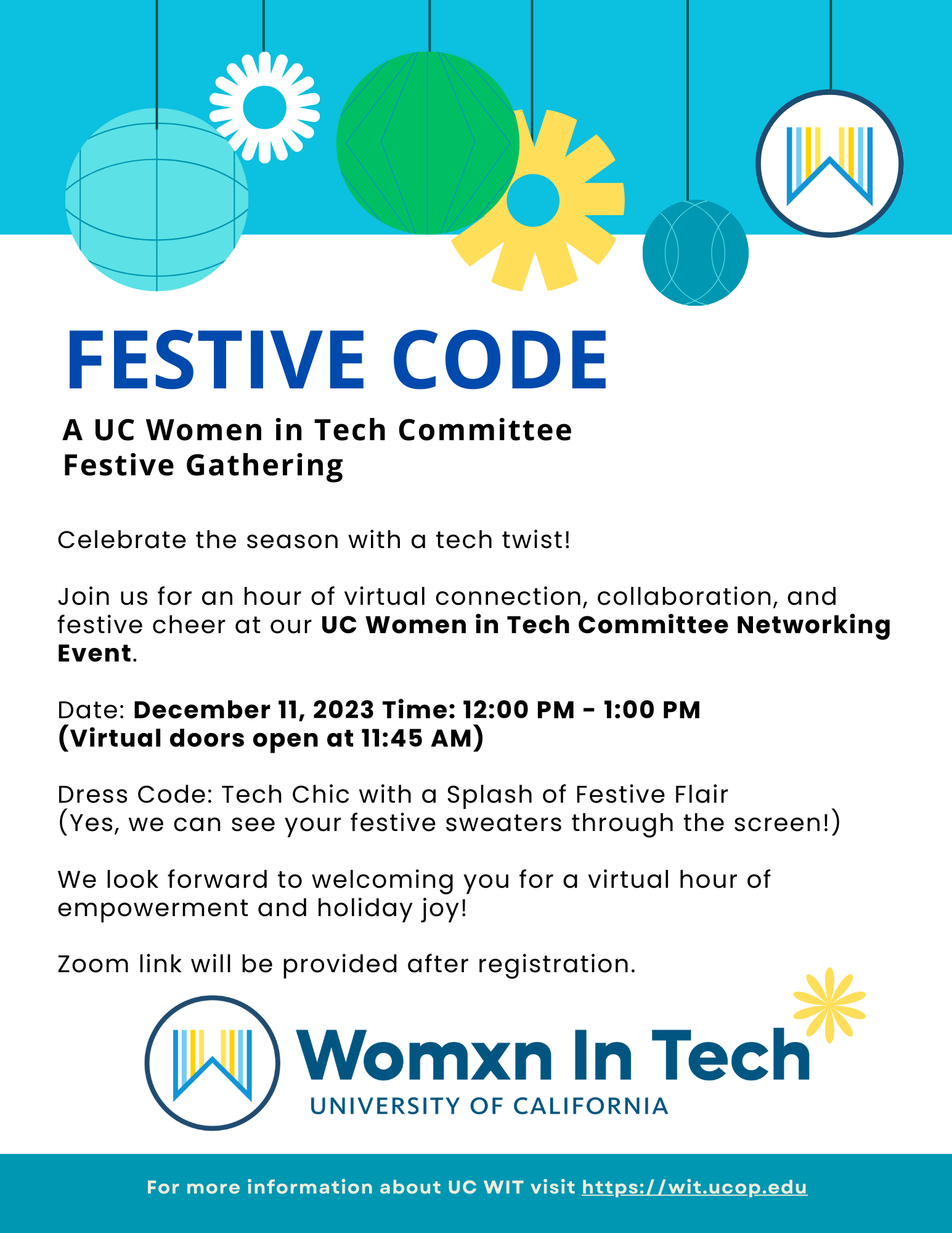 Festive Code - A UC Women in Tech Committee  Festive Gathering
